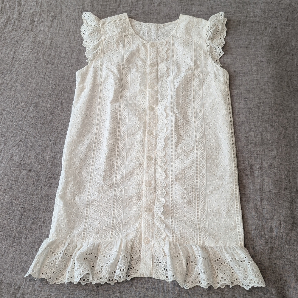 Cartolina Nantucket Cotton Eyelet Dress White Size S NWOT
